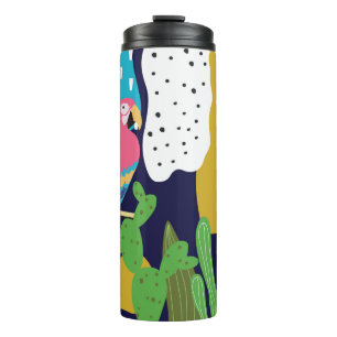Der tropische Dschungel verlasse mit Papageien. Su Thermosbecher