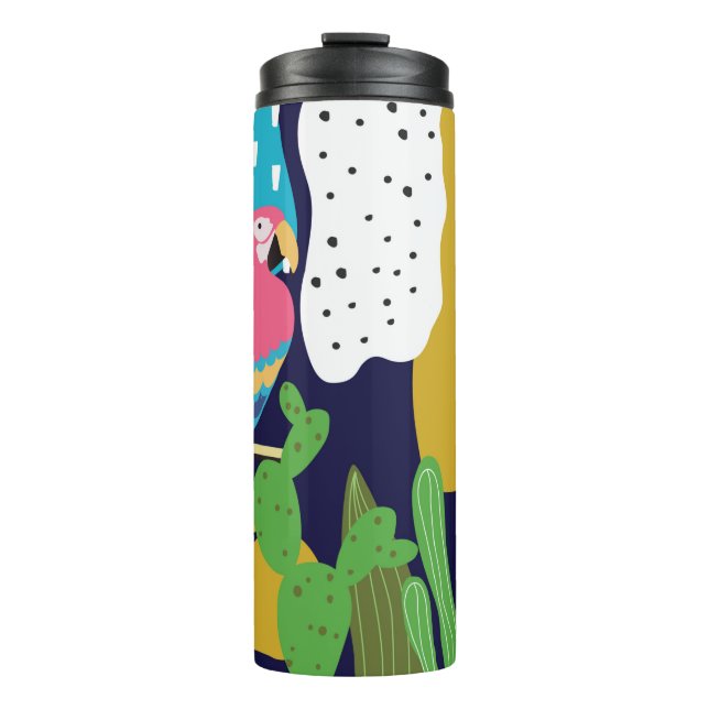 Der tropische Dschungel verlasse mit Papageien. Su Thermosbecher (Vorderseite)