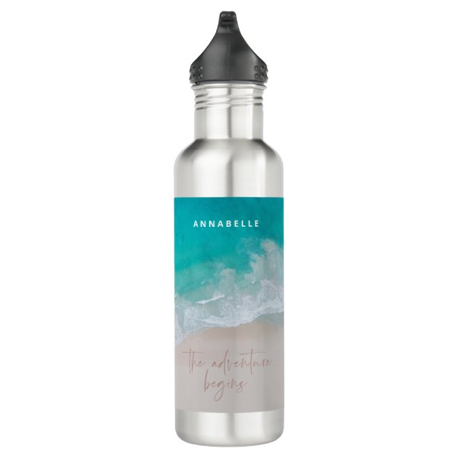 Der tropische Sandstrand ist personalisiert für da Edelstahlflasche (Rechts)