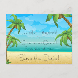 Der tropische Strand und die Palmen Save the Date Ankündigungspostkarte