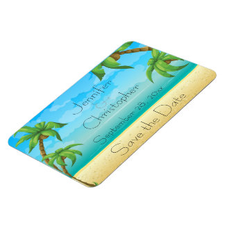 Der tropische Strand und die Palmen Save the Date Magnet