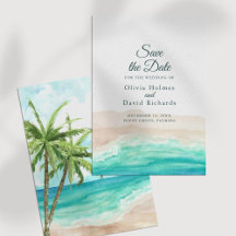 Der tropische Strand von Aquarell Save the Date
