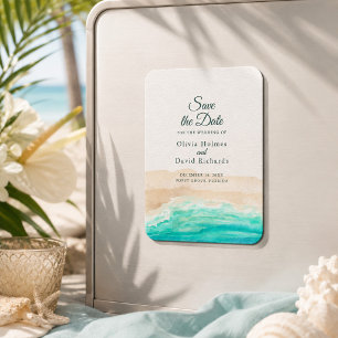 Der tropische Strand von Aquarell Save the Date Magnet