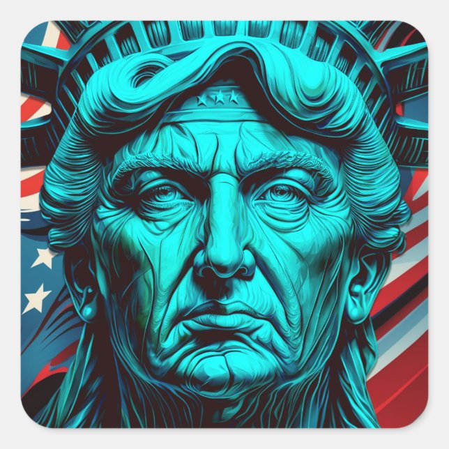 Der Trump der Freiheit: Symbol der amerikanischen  Quadratischer Aufkleber (Vorderseite)