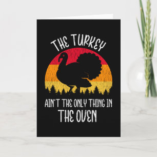 Der Truthahn im Ofen Thanksgiving Day Familienesse Karte