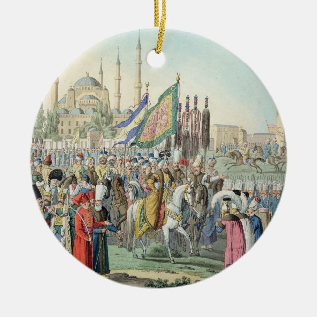 Der türkische Sultan, der seine Janissaries Keramikornament (Vorne)