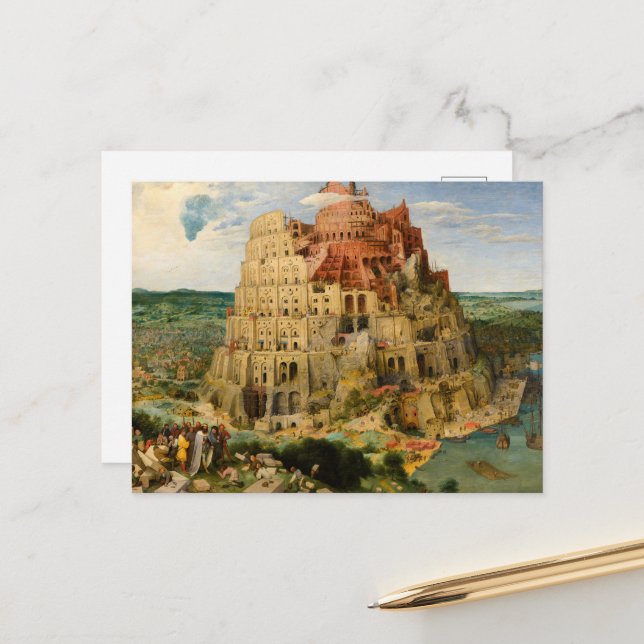 Der Turm von Babel, 1563 von Pieter Bruegel Postkarte (Vorderseite/Rückseite Beispiel)