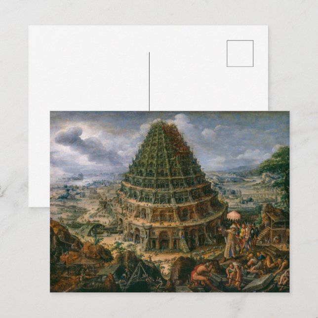 Der Turm von Babel | Marten van Valckenborch | Postkarte (Vorne/Hinten)