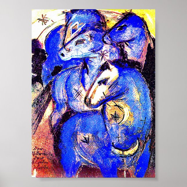 Der Turm von Blauen Pferden Kunstgewerbe Poster (Vorne)