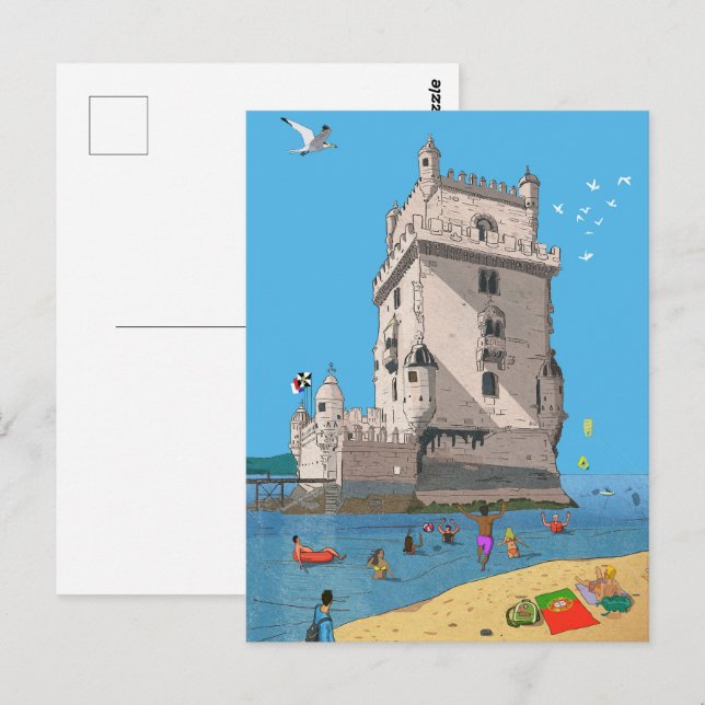 Der Turm von St. Vincent Lissabon - Portugal Illus Postkarte (Vorne/Hinten)