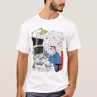 Der überwältigende Wissenschaftler gelangte in den T-Shirt