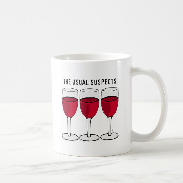 DER ÜBLICHE VERDÄCHTIG-WEIN-TRIO-DRUCK KAFFEETASSE (Rechts)