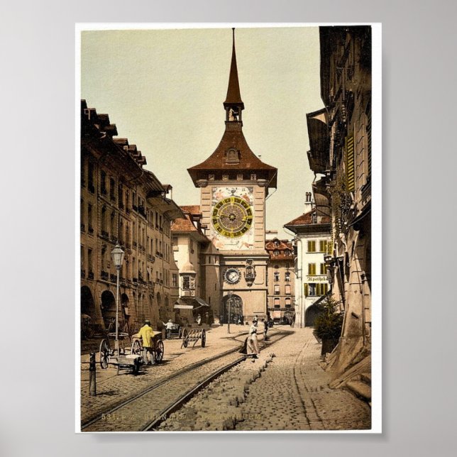 Der Uhrturm, Bern, Stadt, Schweiz Vintag Poster (Vorne)