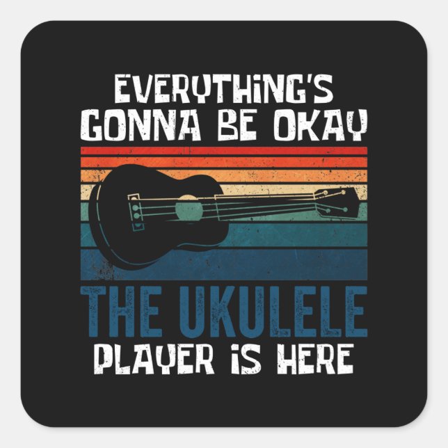Der Ukulele Player ist hier Quadratischer Aufkleber (Vorderseite)