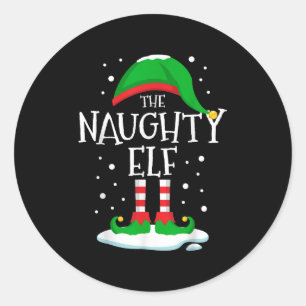 Der unartige Elf Weihnachten Familie Matching Xmas Runder Aufkleber