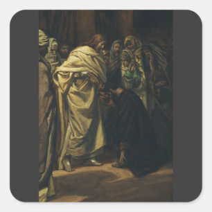 Der Unglaube des heiligen Thomas von James Tissot Quadratischer Aufkleber