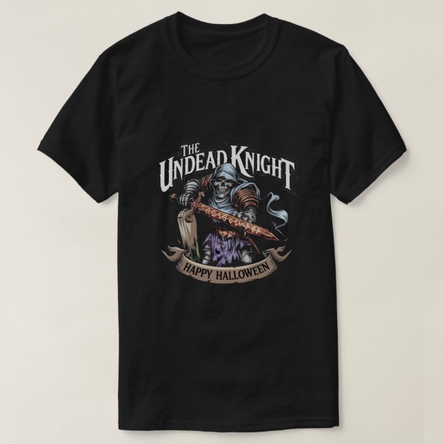 Der Untote Ritter: Glückliches Halloween T-Shirt (Design vorne)