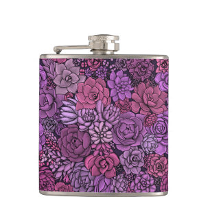Der üppige Garten in Rosa und Violett Flachmann