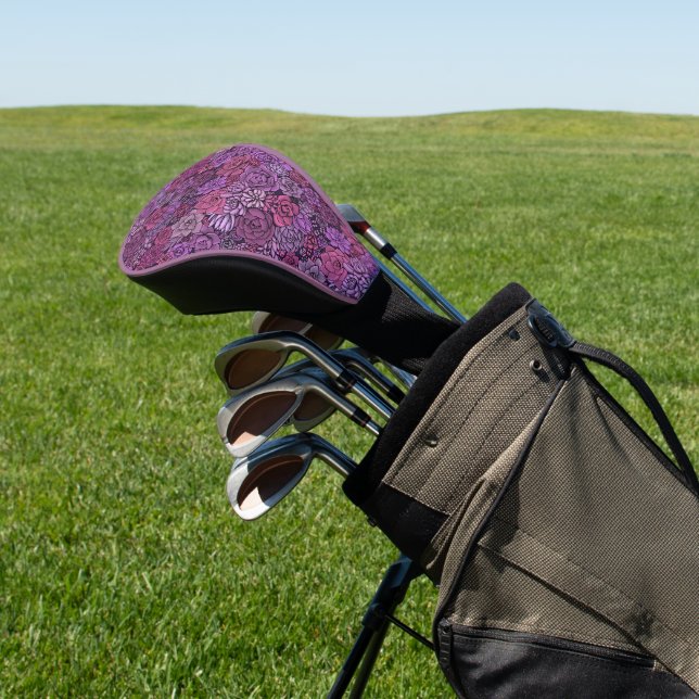 Der üppige Garten in Rosa und Violett Golf Headcover (In SItu)