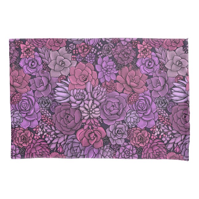 Der üppige Garten in Rosa und Violett Kissenbezug (Vorderseite-Links)