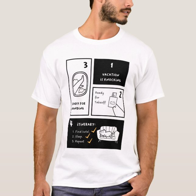 Der Urlaub klopft | Finden Sie Hotel. Schlafen. Wi T-Shirt (Vorderseite)
