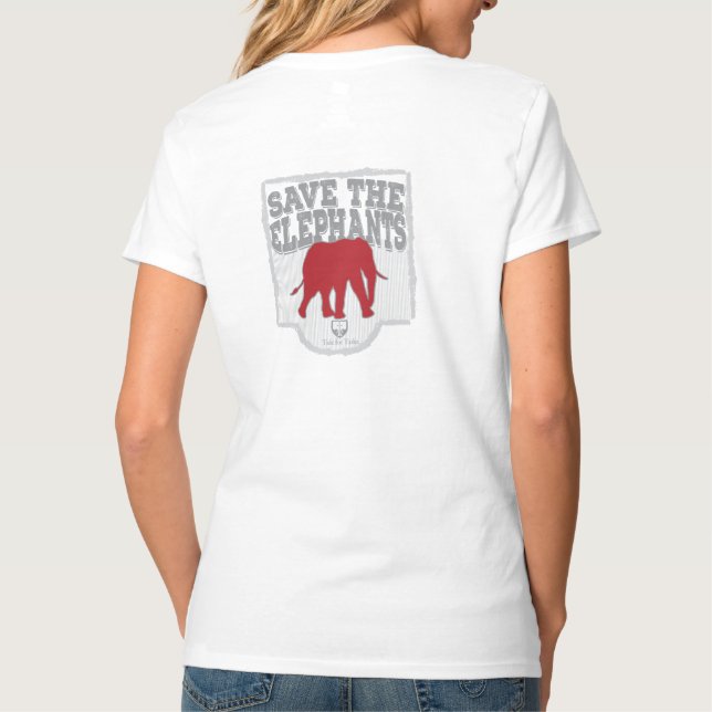 Der V-Hals der Frauen retten die Elefanten T-Shirt (Rückseite)