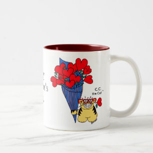 DER VALENTINSGRUSS CAT-LIEBHABERS ZWEIFARBIGE TASSE