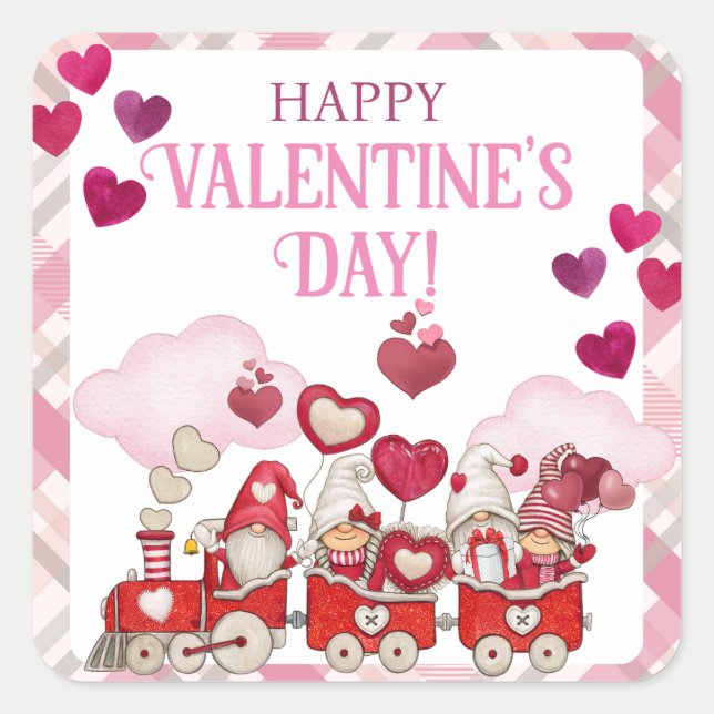 Der Valentinstag beginnt mit einem Zug Quadratischer Aufkleber (Vorderseite)