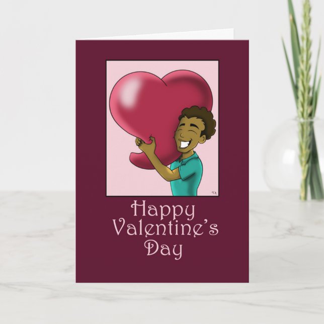 Der Valentinstag des Afroamerikaners Feiertagskarte (Vorderseite)