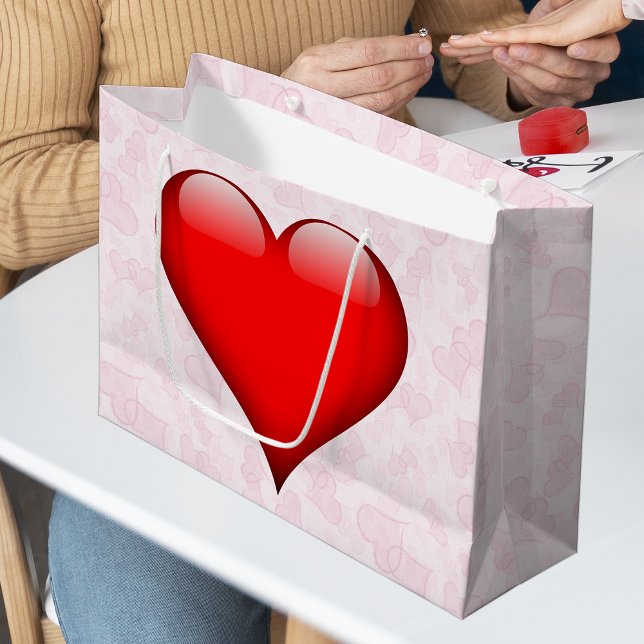 Der Valentinstag des großen roten Herzens Große Geschenktüte (Von Creator hochgeladen)