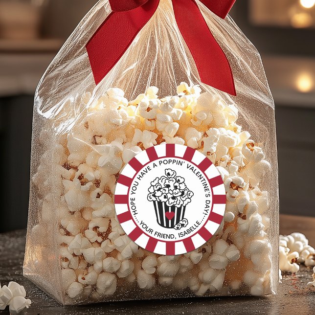 Der Valentinstag des modernen Poppins Runder Aufkleber (Modern Poppin' Valentine's Day Classic Round Sticker For Kids)