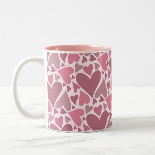 Der Valentinstag des modernen rosa Herzens Zweifarbige Tasse (Links)