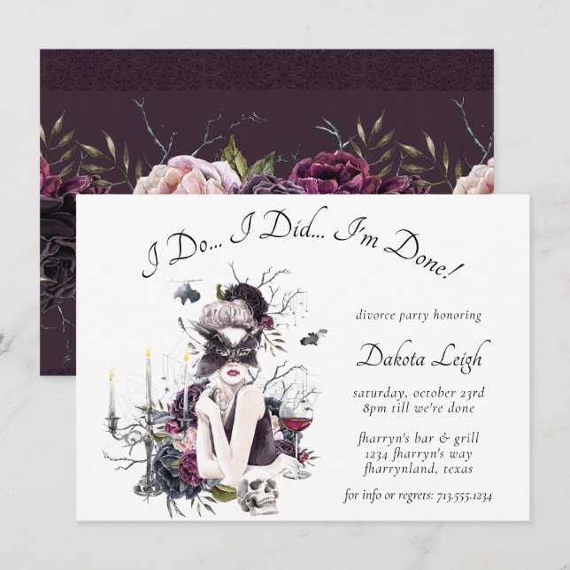 Der Vampir | Moody Gothic Glam Divorce Party Einladung (Vorne/Hinten)