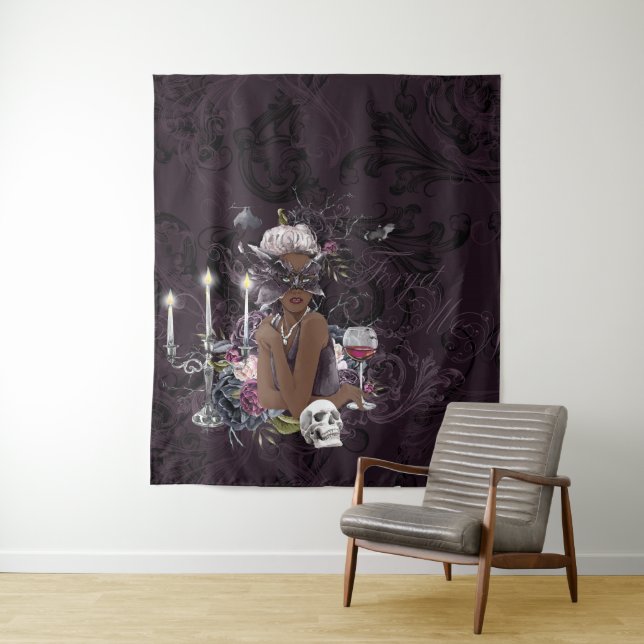 Der Vampir | Moody Gothic Vampy Glam Dark Skin Wandteppich (Beispiel)