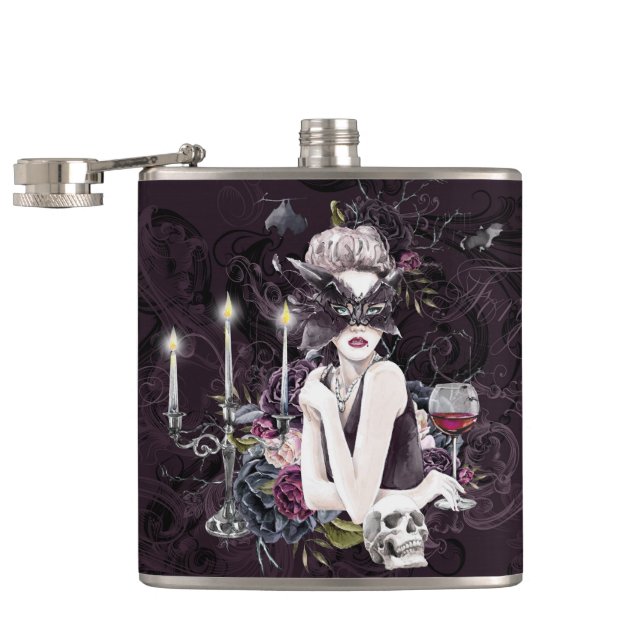 Der Vampir | Moody Gothic Vampy Glam Pale Skin Flachmann (Geöffnet)