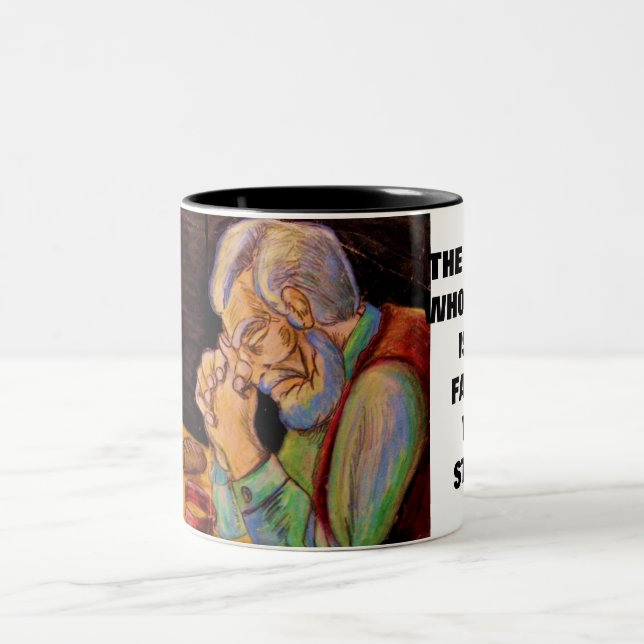 DER VATER, DER PRAYT, BLEIBE Tasse. Zweifarbige Tasse (Mittel)