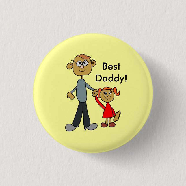 Der Vater-Tochter-Cartoon des besten Vaters Button (Vorderseite)