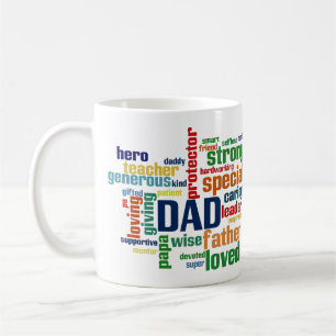 Der Vatertags-Typografie Vater-Wort-Wolken-Text- Kaffeetasse