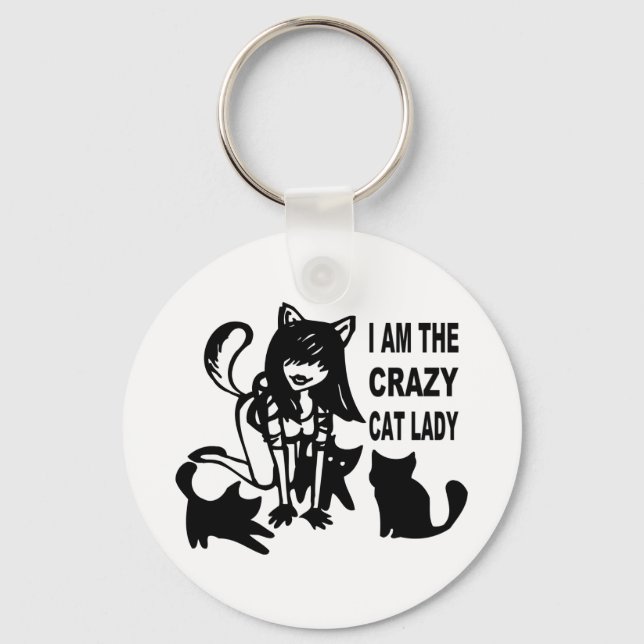 Der verrückte Cat Lady Schlüsselanhänger (Vorderseite)