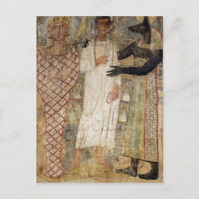 Der Verstorbene und seine Mumie unter Anubis-Schut Postkarte (Vorderseite)
