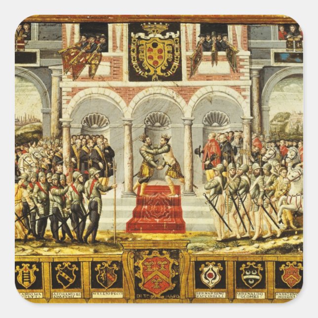 Der Vertrag von Cateau-Cambresis Quadratischer Aufkleber (Vorderseite)
