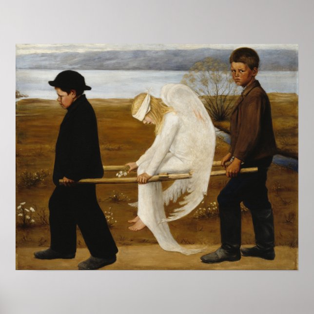 Der verwundete Engel, Simberg  Poster (Vorne)