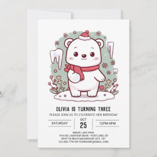 Der verzauberte Eispolarbär - Digitaler Geburtstag Einladung