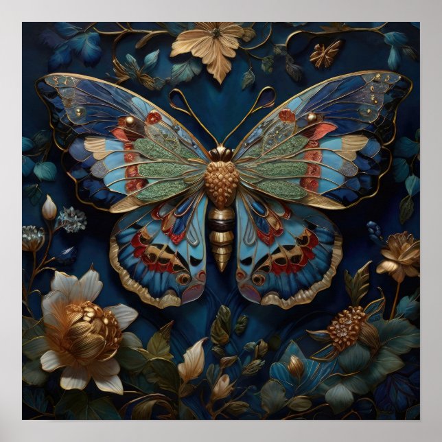 Der verzauberte Flutter - digitale Schmetterlingsk Poster (Vorne)