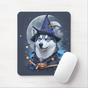 Der verzauberte Husky-Hund: Magische Halloween-Fre Mousepad