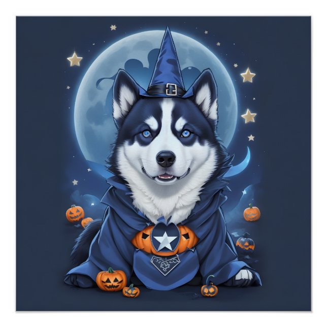 Der verzauberte Husky-Hund: Magische Halloween-Fre Poster (Vorderseite)