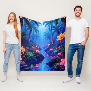 Der verzauberte lebendige Fluss Forest Dream Fleecedecke