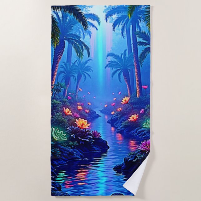 Der verzauberte lebendige Fluss Forest Dream Strandtuch (Vorderseite)