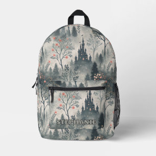 Der verzauberte Misty Forest mit dunklem Schloss - Bedruckter Rucksack