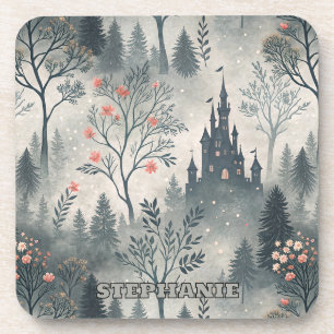 Der verzauberte Misty Forest mit dunklem Schloss - Getränkeuntersetzer